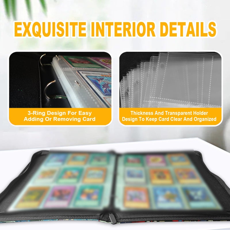 sabermaster Trading YGO Card Binder  Fits 900 Cards Card Collector Album Holder with 50 Removable Sleeves Toys Gifts for Boys Girls - Image 4